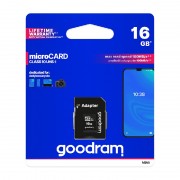 Atminties kortelė GOODRAM MicroSD 16GB (class10 UHS-I) + SD Adapteris