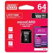 Atminties kortelė GOODRAM MicroSD 64GB (class10) + SD Adapteris